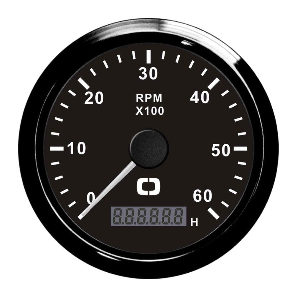 Revolution counter 0-6000 RPM black/black - foto originale Osculati Srl