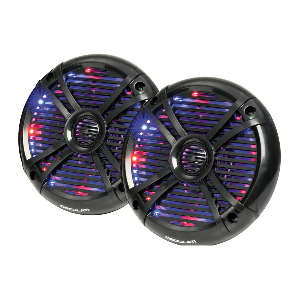 Pairs of 2-way speakers w/RGB programm.LEDs 6.5 black - foto originale Osculati Srl