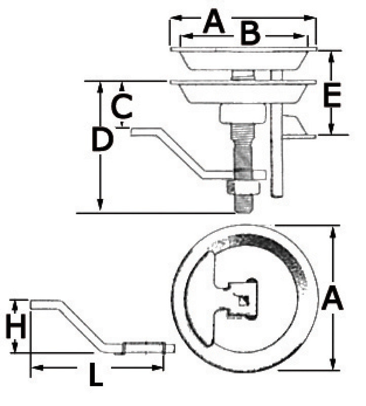 Lift latch mirror polished AISI316 70 mm - foto originale Osculati Srl