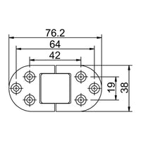 RVS scharnier met gaten 76x38 mm
