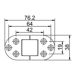 Stainless steel hinge with holes 76x38 mm - foto originale Osculati Srl