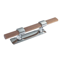 Cornamusa latón cromado y caoba 210 mm
