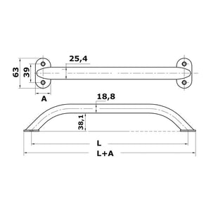 Oval pipe handrail AISI316 19x25 mm 305 mm - foto originale Osculati Srl