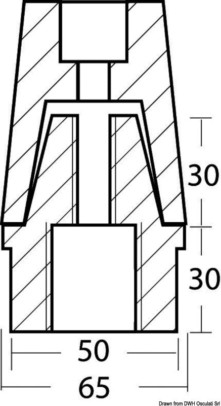 Tecnoseal Ogive shaft anode w/zinc plate 20 mm - foto originale Osculati Srl