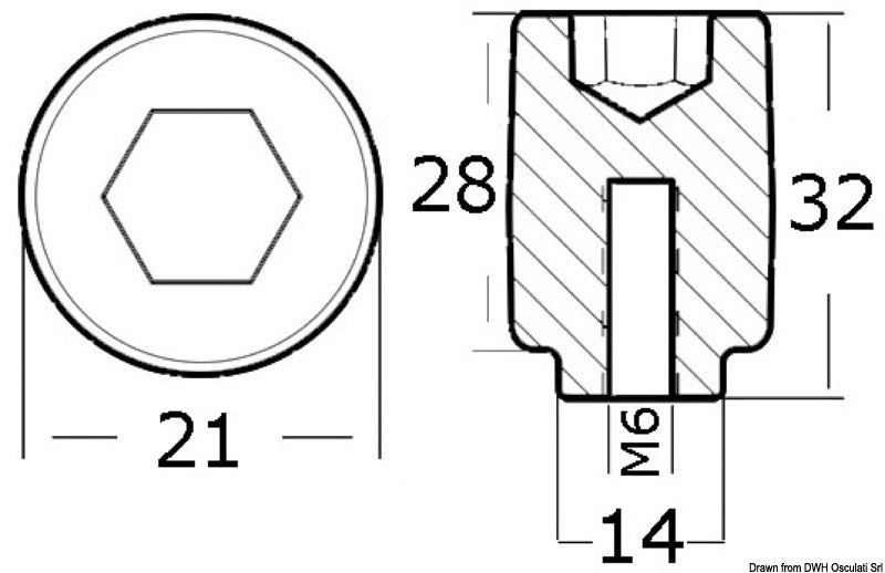 Tecnoseal Zinc anode cylinder 80/225 HP - foto originale Osculati Srl