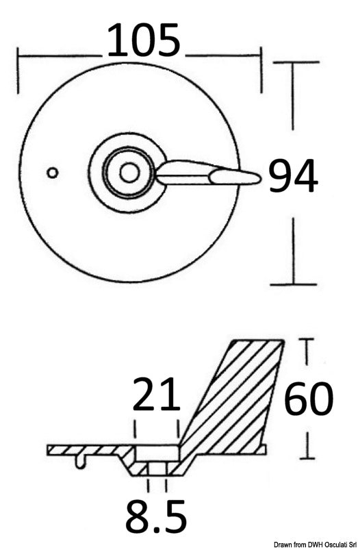 Tecnoseal Zinc fin anode Honda 25/50 HP - foto originale Osculati Srl