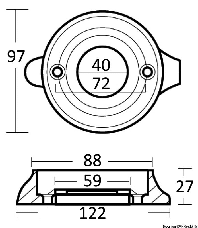Tecnoseal Magnesium collar anode for Sail Drive Ø 97 mm - foto originale Osculati Srl
