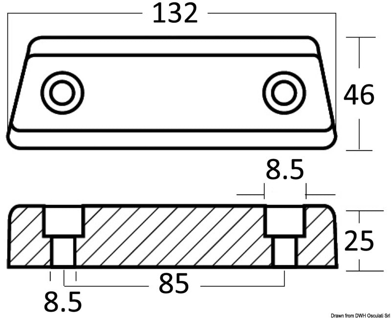 Tecnoseal Base zinc anode Duo Prop 852835-8 - foto originale Osculati Srl