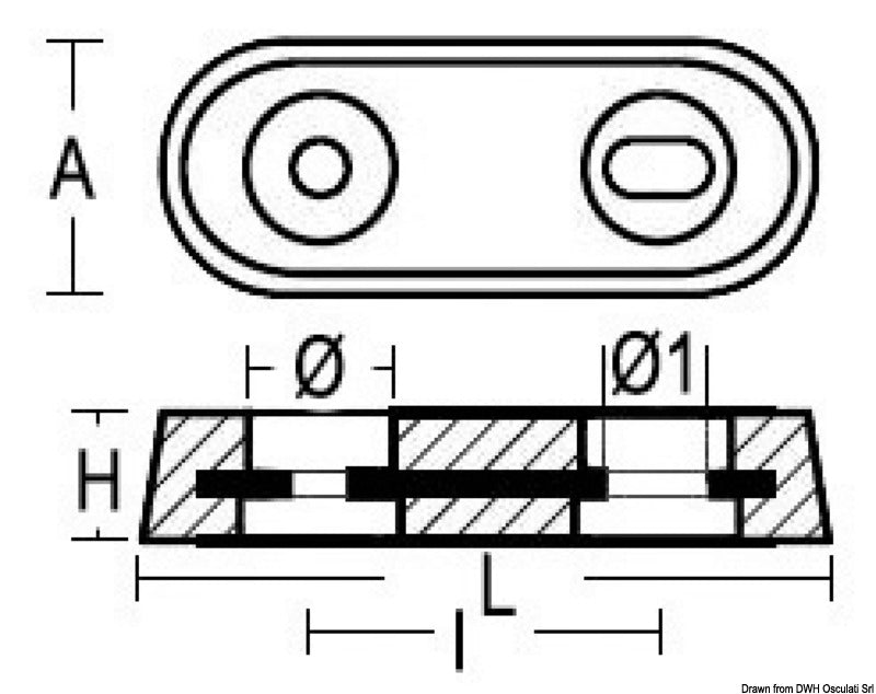 Tecnoseal Oval Vetus type anode 900 g - foto originale Osculati Srl