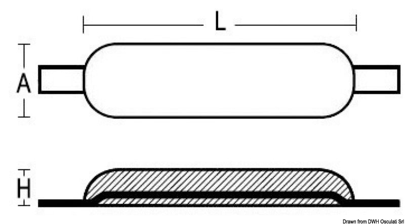 Tecnoseal Magnesium anode to be welded 320 x 147 mm 2.5 kg - foto originale Osculati Srl