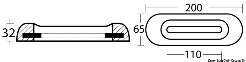 Tecnoseal Aluminium anode for bolt mounting 200x65 mm - foto originale Osculati Srl