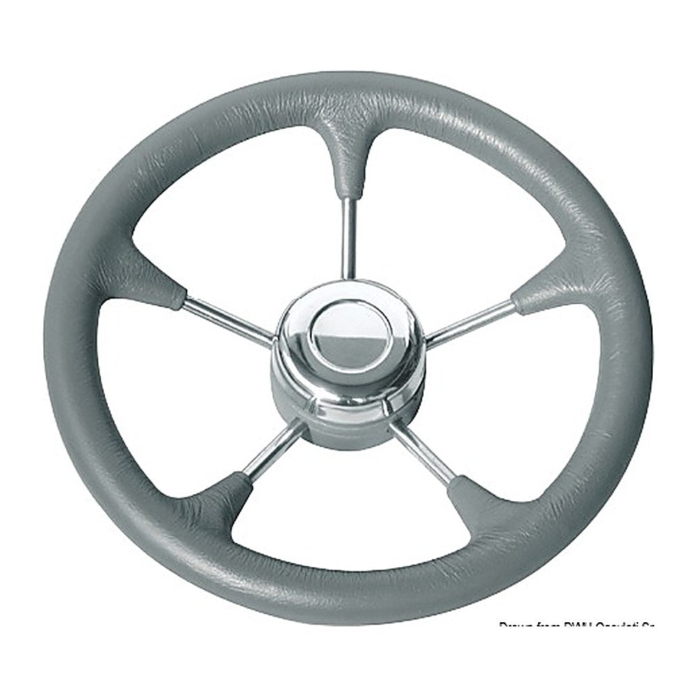 Polyurethane steer. wheel SS spokes Ø 280 mm grey - foto originale Osculati Srl