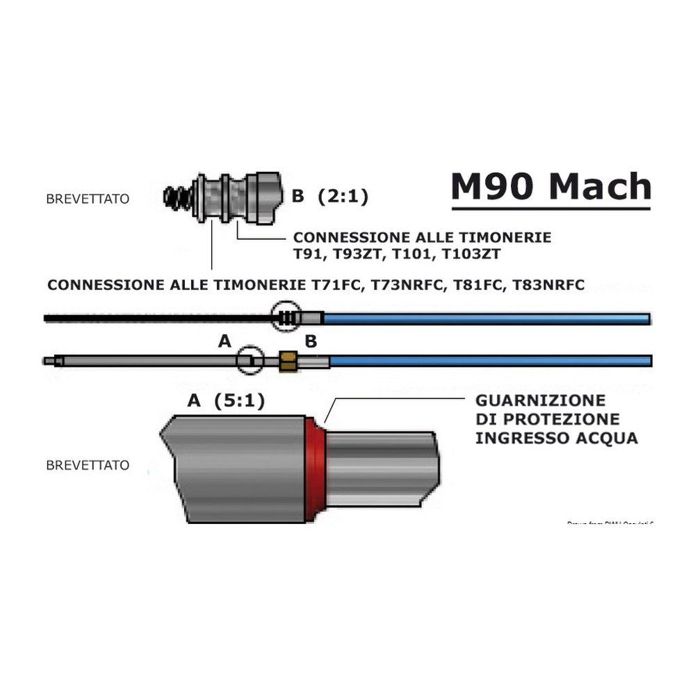 Ultraflex Steering cable M90 Mach 9' - foto originale Osculati Srl