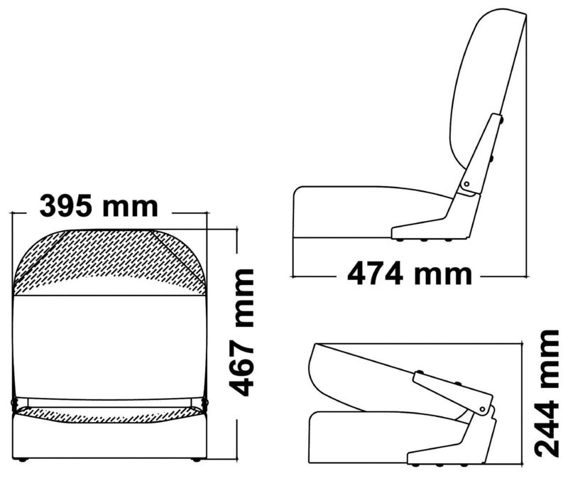 Seat w/foldable back white vinyl cushion - foto originale Osculati Srl