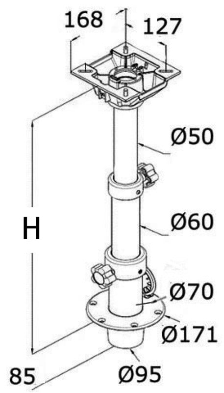 Removable tri-telescopic table pedestal 290/690 mm - foto originale Osculati Srl