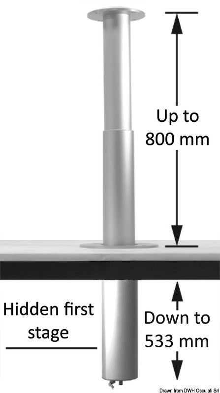 Noval Foldable 2-stage table pedestal 12V 90° swivelling - foto originale Osculati Srl