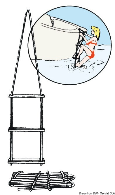 Blue nylon cord ladder, 5 polycarbonate steps - foto originale Osculati Srl