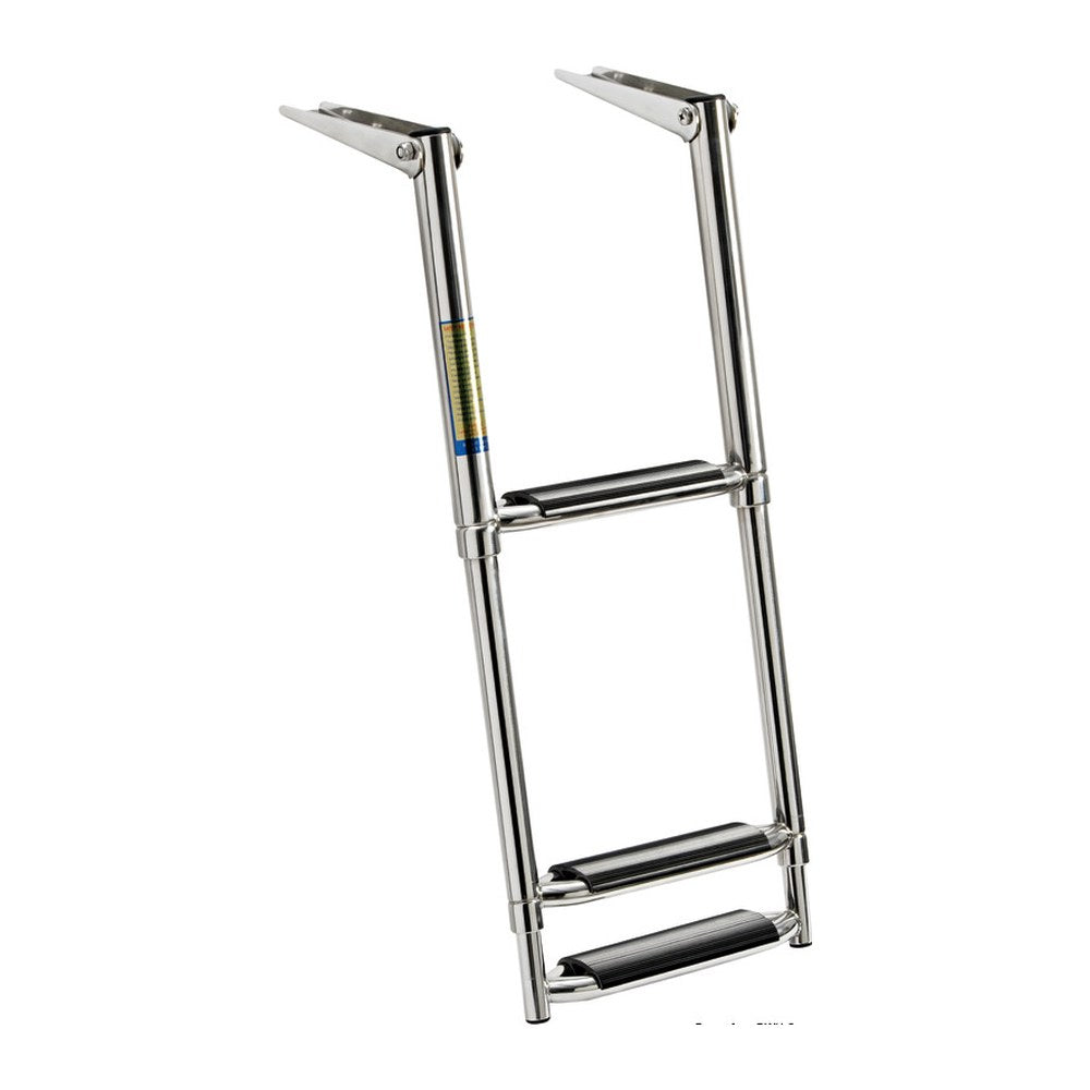 Telescopic large ladder AISI316 black 3 steps - foto originale Osculati Srl