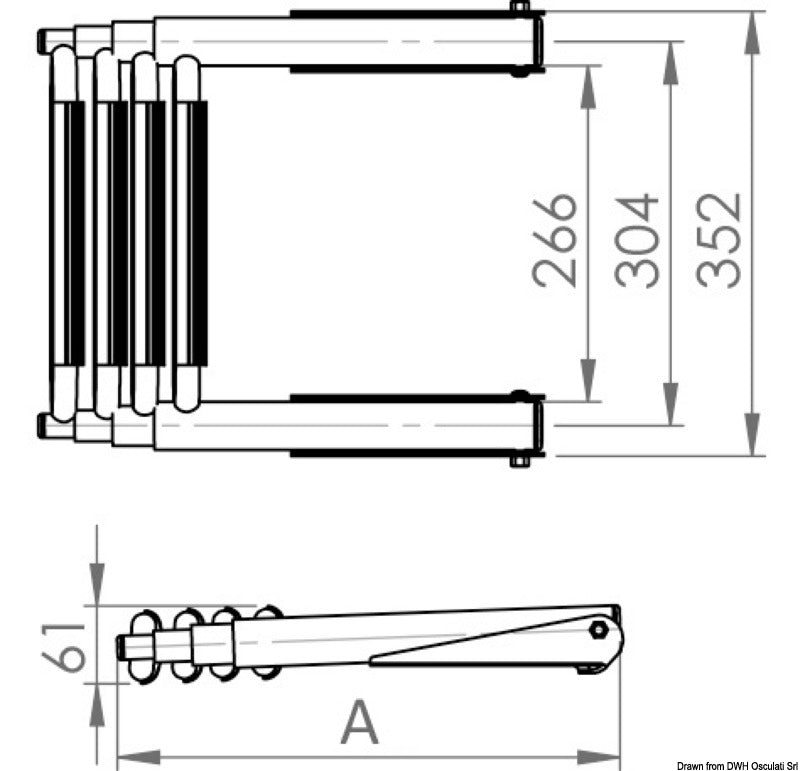 BIG telescopic ladder for platform 4 steps - foto originale Osculati Srl