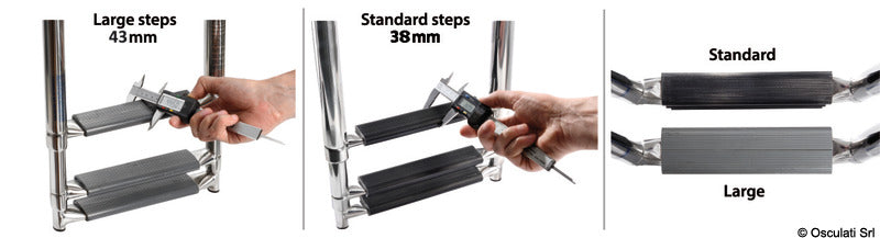 3-step telescopic ladder for platforms oval tubes - foto originale Osculati Srl