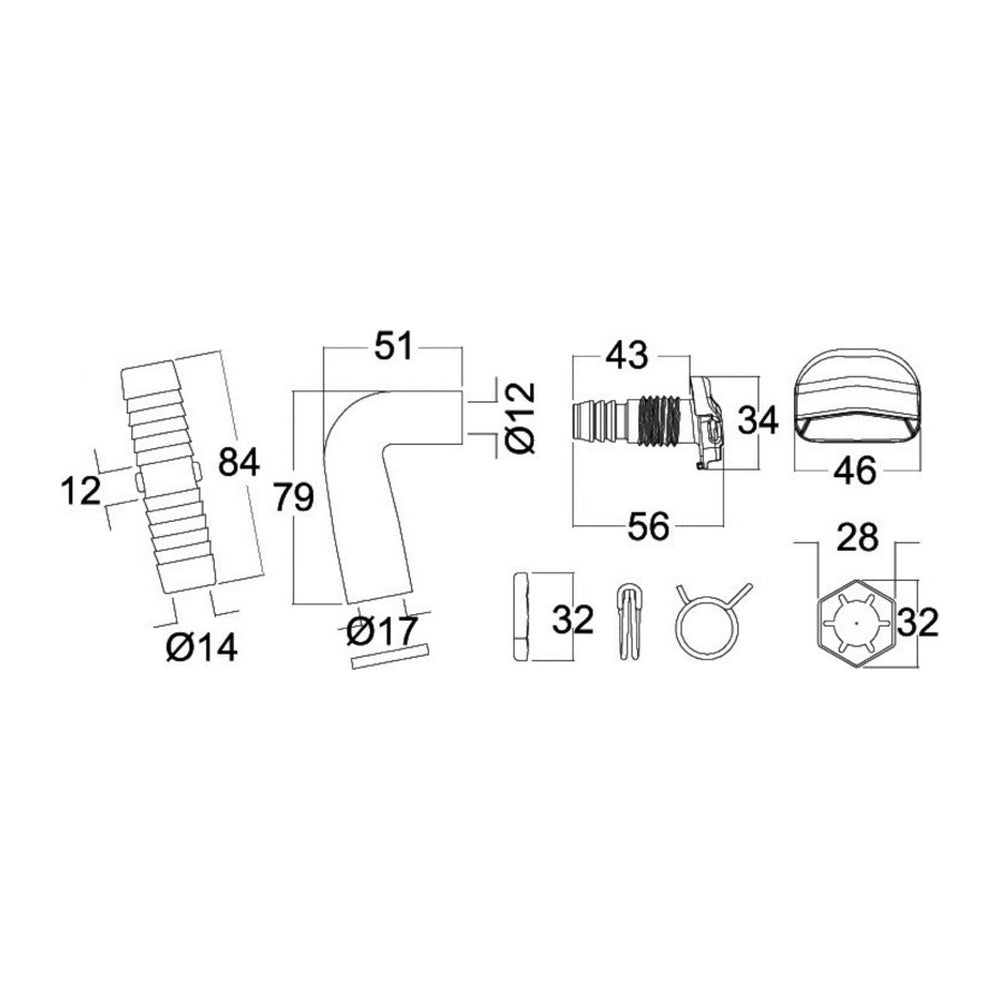 TECMA inlet nozzle white - foto originale Osculati Srl
