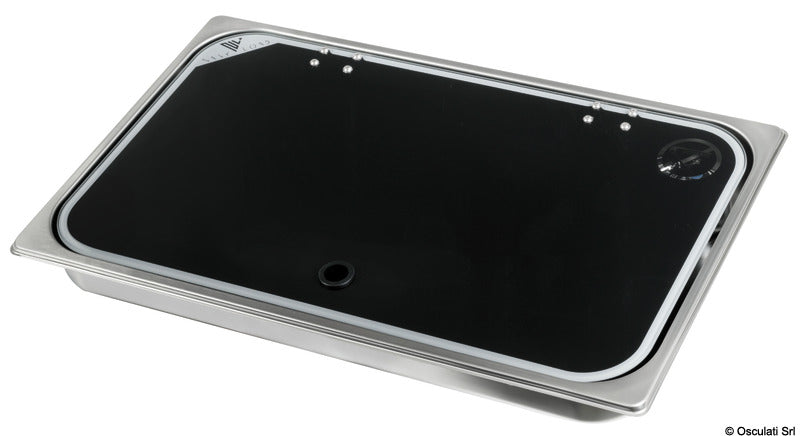 Built-in single hob - left sink w/ glass cover and mixer - foto originale Osculati Srl