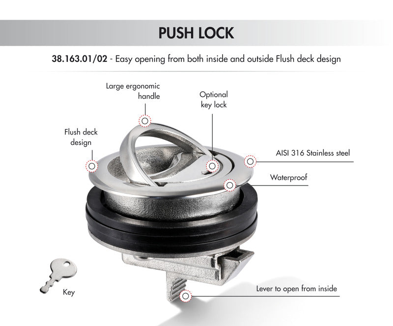 PUSH LOCK Eclipse pull latch with lock - foto originale Osculati Srl