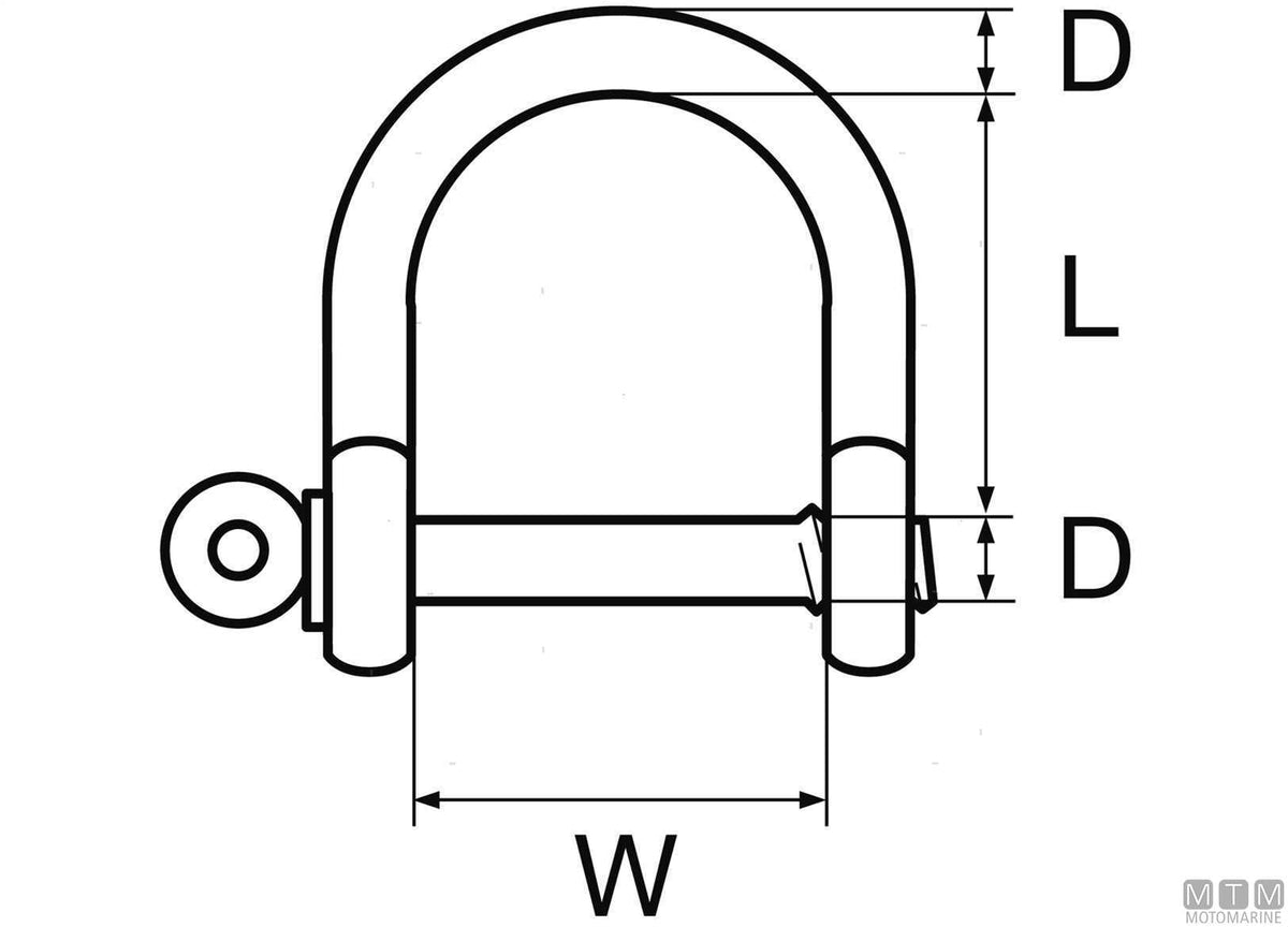 Wide shackle Ø6 mm stainless steel 316 M-CARD - original photo Motomarine Srl