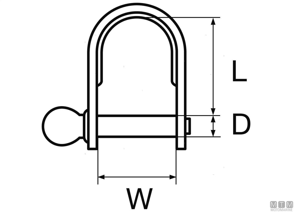 HS shackle D4 mm L16 mm stainless steel 316 stamped - original photo Motomarine Srl