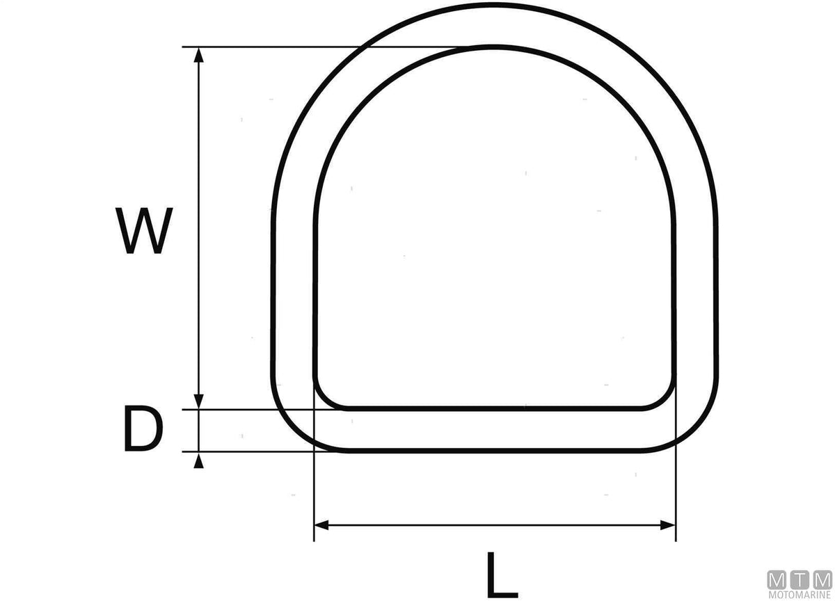 D-ring Ø5x40 mm stainless steel 316 - original photo Motomarine Srl