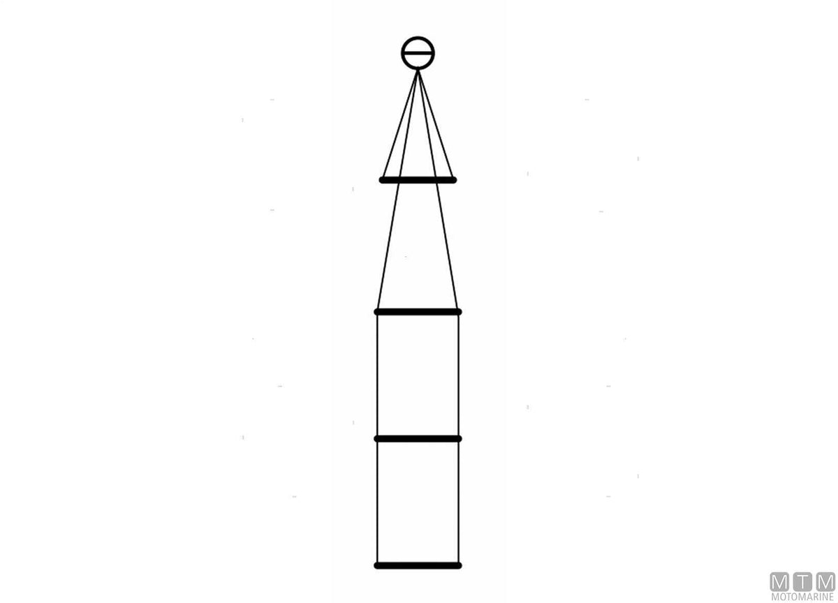 Safety ladder with 3 steps, recessed flange with ring nut - original photo Motomarine Srl