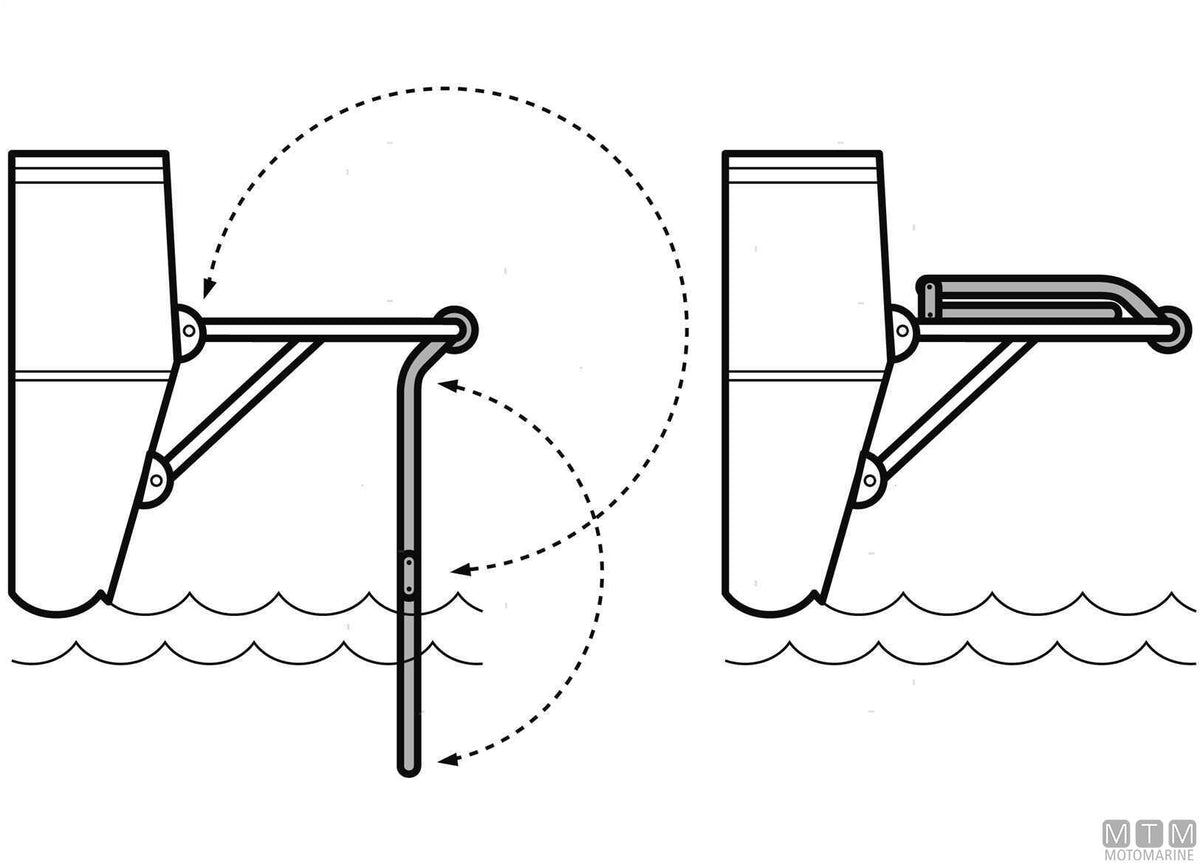 3-step ladder, platform mount Ø22/25 mm, AISI 316 stainless steel - original photo Motomarine Srl