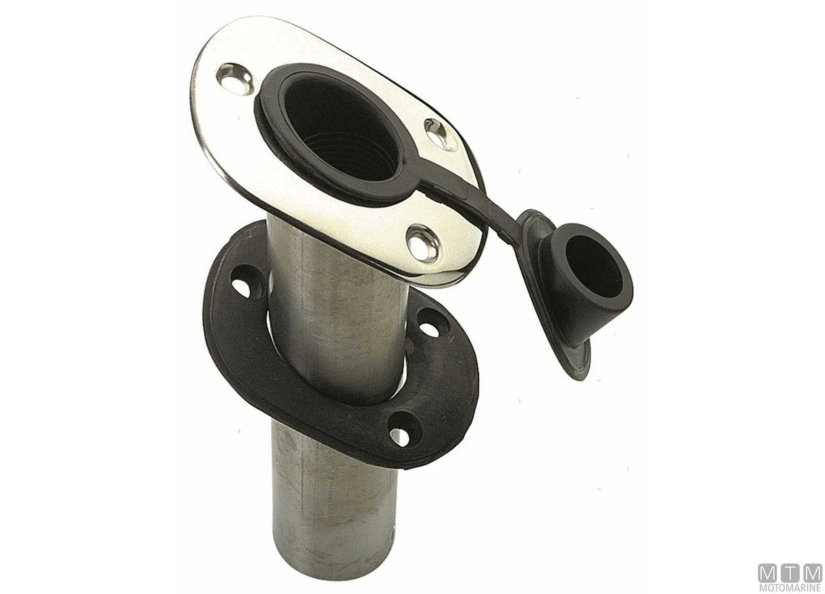 Angled flush-mount rod holder Ø40 mm, stainless steel - original photo Motomarine Srl