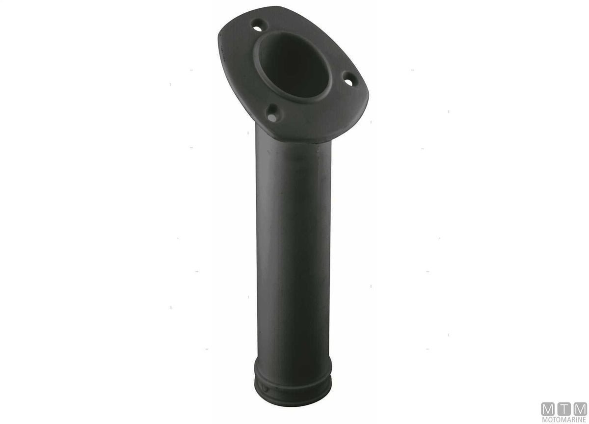 Black angled flush-mount rod holder Ø40 mm, plastic - original photo Motomarine Srl
