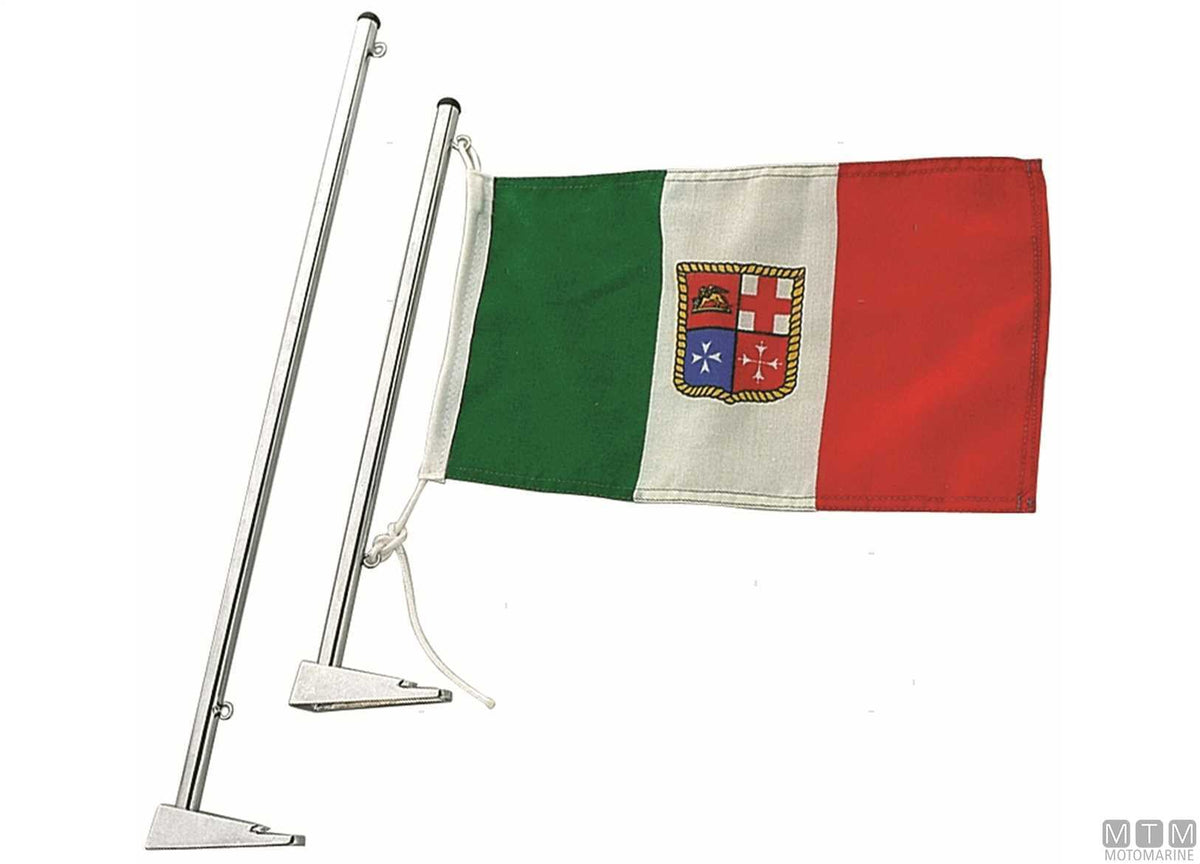 Compact flagpole H350 mm chrome-plated brass - original photo Motomarine Srl