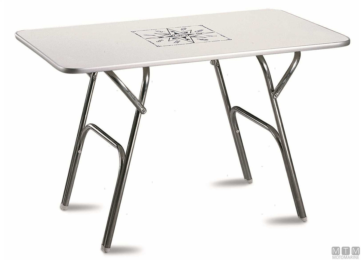 Forma M600 table 120x75 cm H56/73 cm in melamine/aluminium - original photo Motomarine Srl