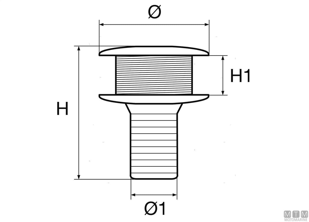 Black scupper Ø15 mm plastic - original photo Motomarine Srl