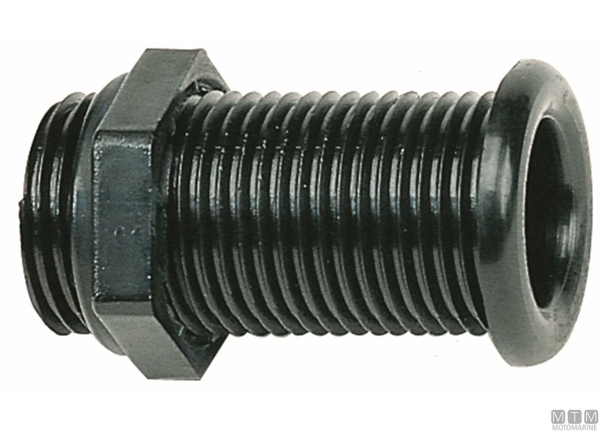 Black standard through-hull fitting for Ø25 mm plugs - original photo Motomarine Srl