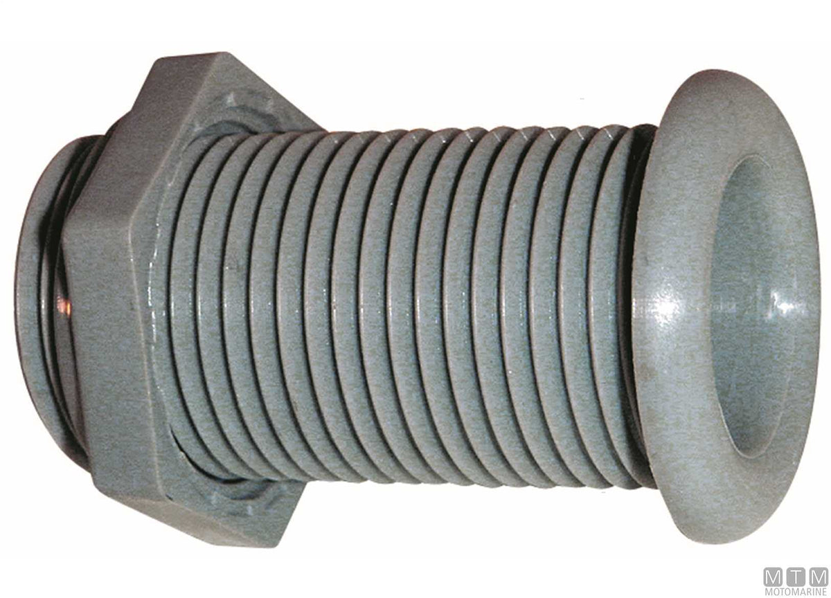 Grey standard through-hull fitting for Ø22.7 mm plugs - original photo Motomarine Srl