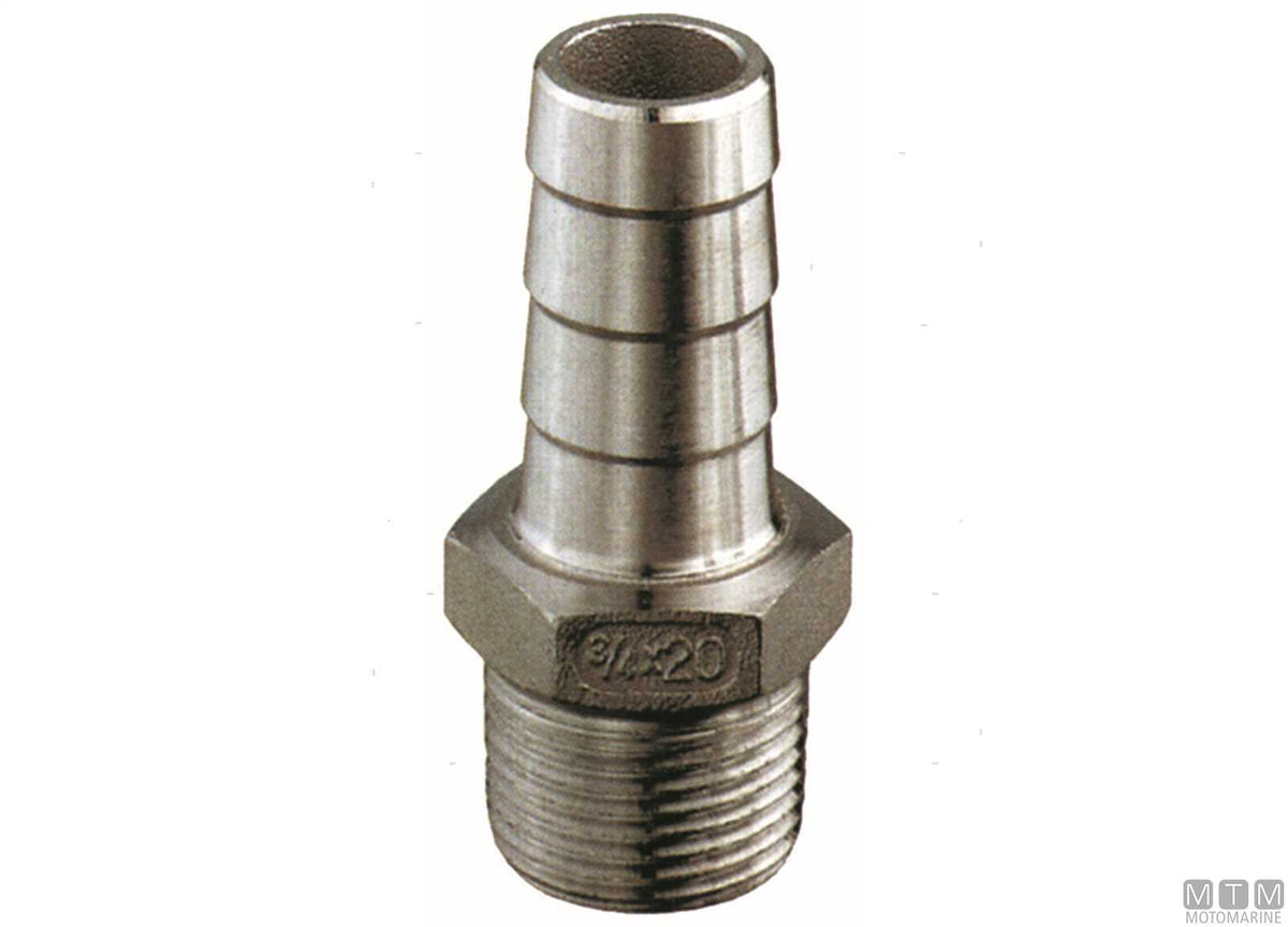 Hose tail male 1"1/2x40 mm stainless steel 316 - original photo Motomarine Srl