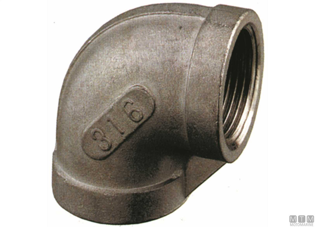 Elbow 90° F-F 3/4" stainless steel 316 - original photo Motomarine Srl