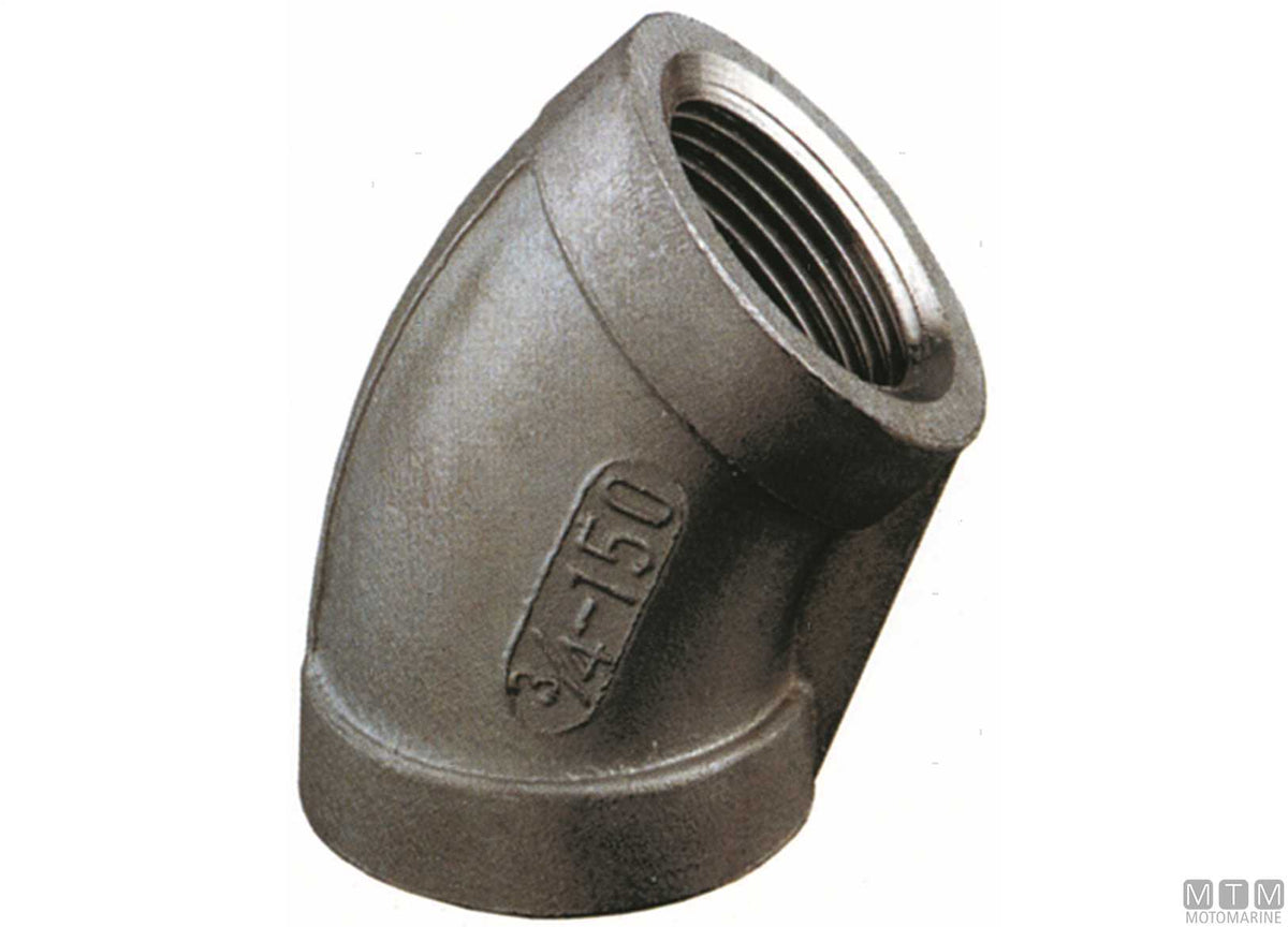 Elbow 45° F-F 1/2" stainless steel 316 - original photo Motomarine Srl