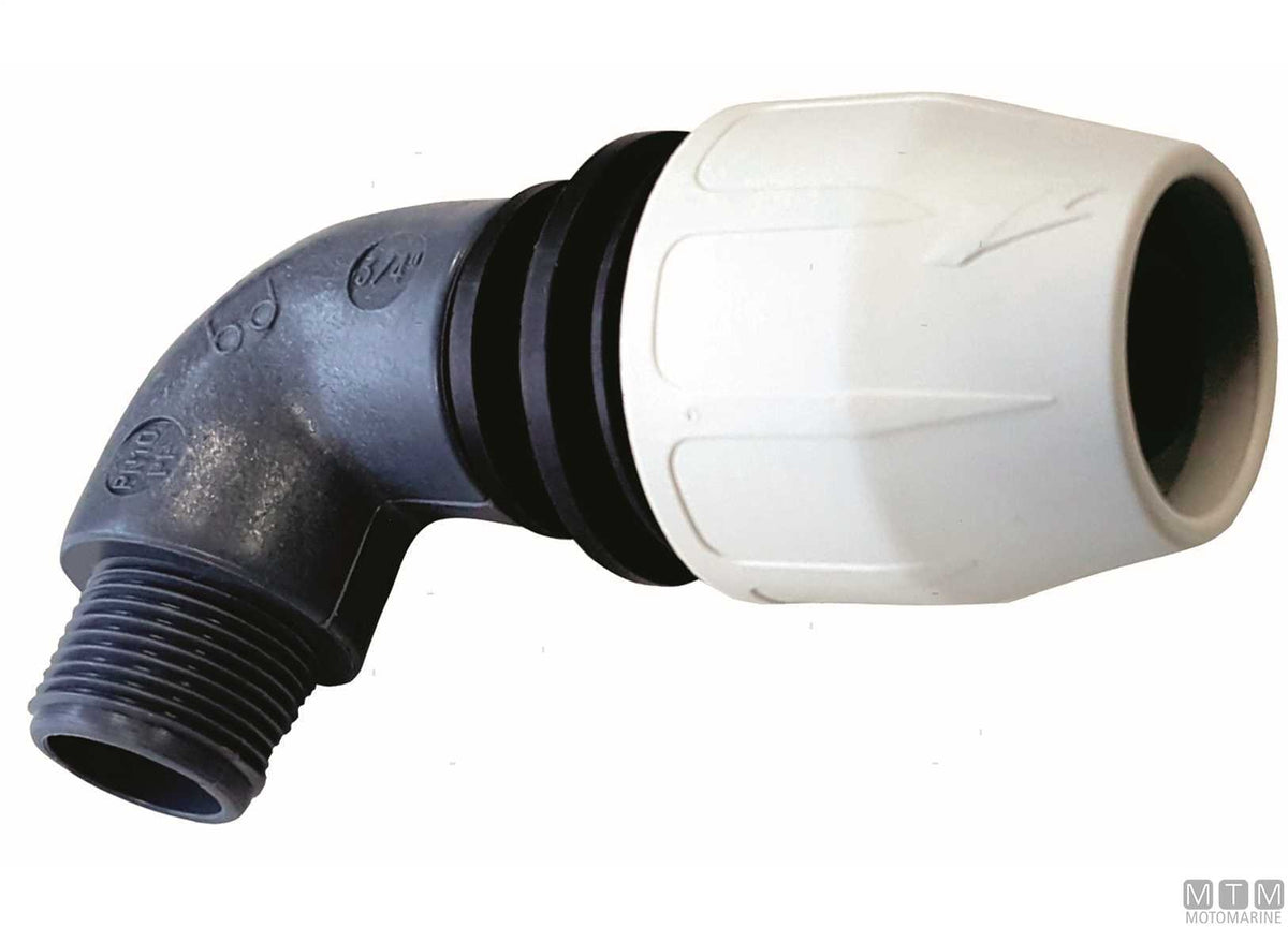 BD Fast 90° Compact fitting 1/2"x10 reinforced polypropylene - original photo Motomarine Srl