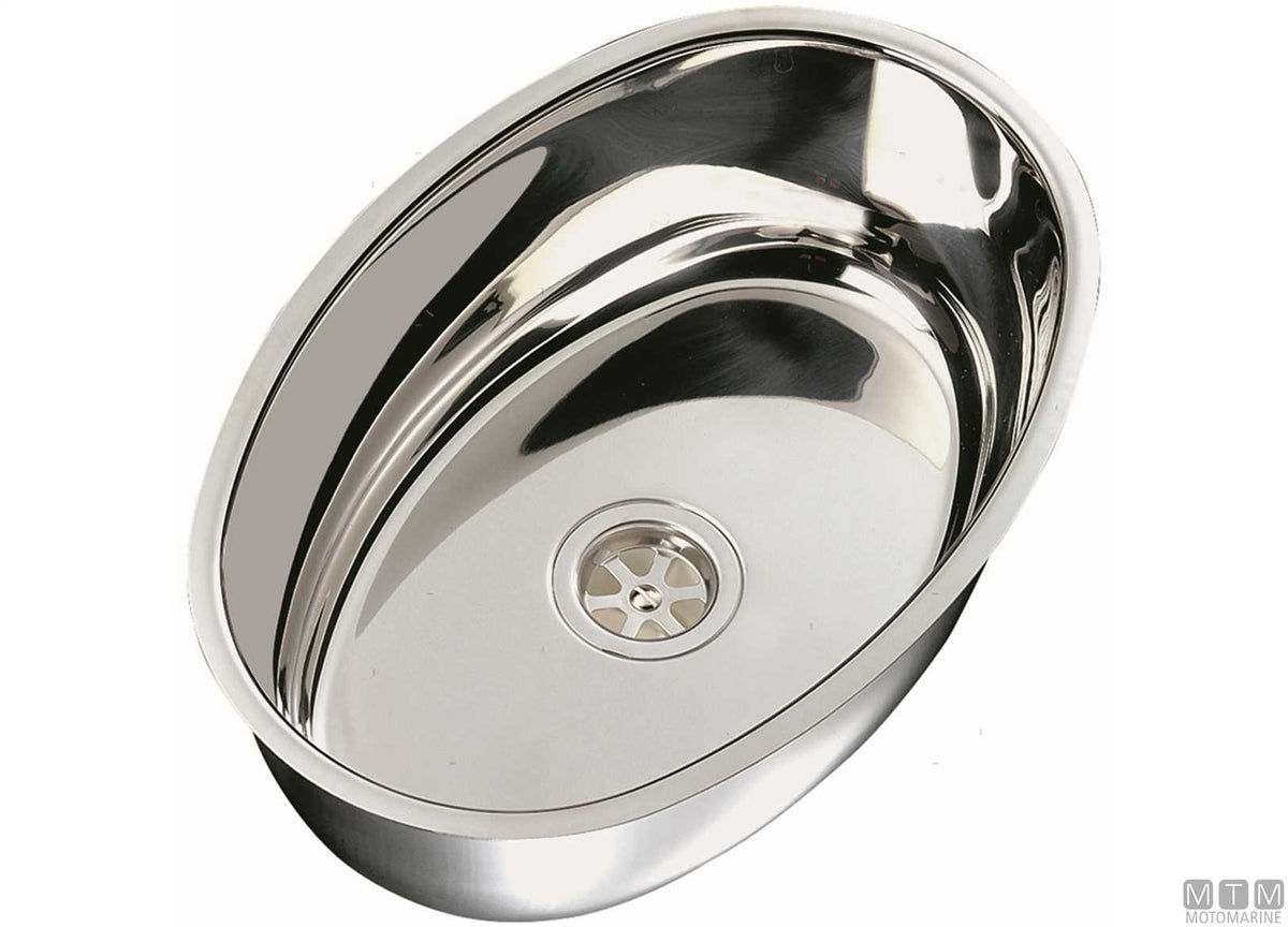 Oval sink 360x240 mm H130 mm stainless steel 18/8 - original photo Motomarine Srl