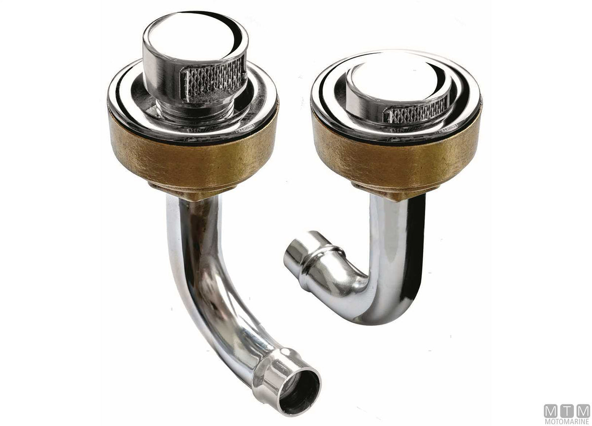 90° curved threaded vent Ø20 mm LH RINA in chrome-plated brass - original photo Motomarine Srl