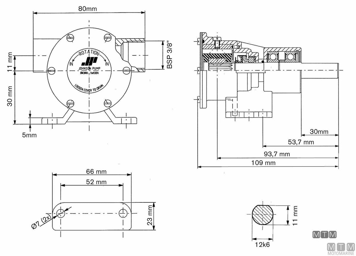 Johnson F35B-8 cooling water pump, lip seal - original photo Motomarine Srl