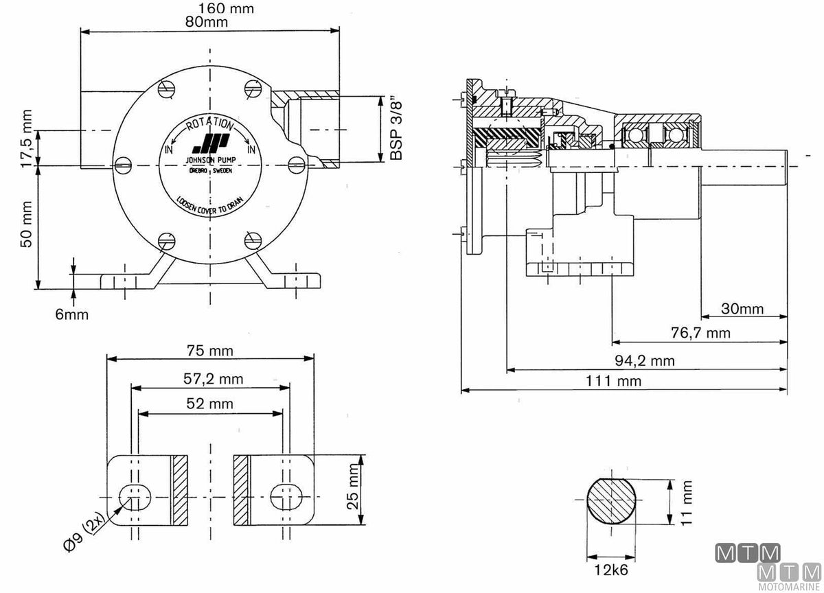 Johnson F4B-8 cooling water pump, mechanical seal - original photo Motomarine Srl