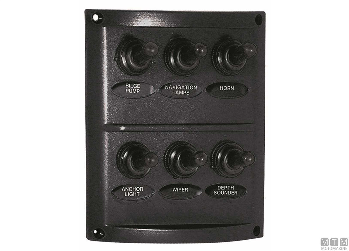 Panel with lever switches, 6 positions, 125x90 mm - original photo Motomarine Srl