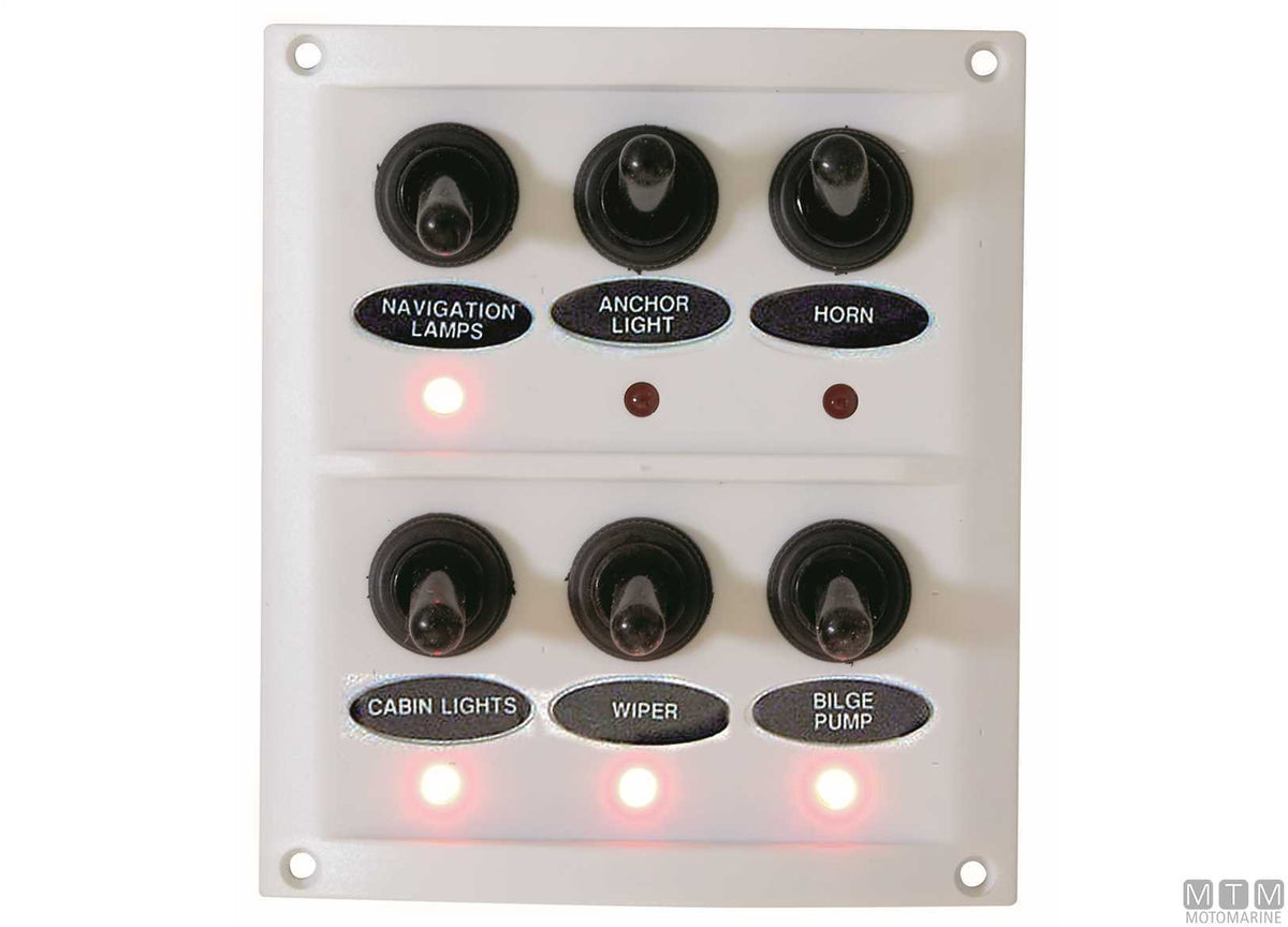 White panel with lever switches, 4 positions, 90x100 mm - original photo Motomarine Srl