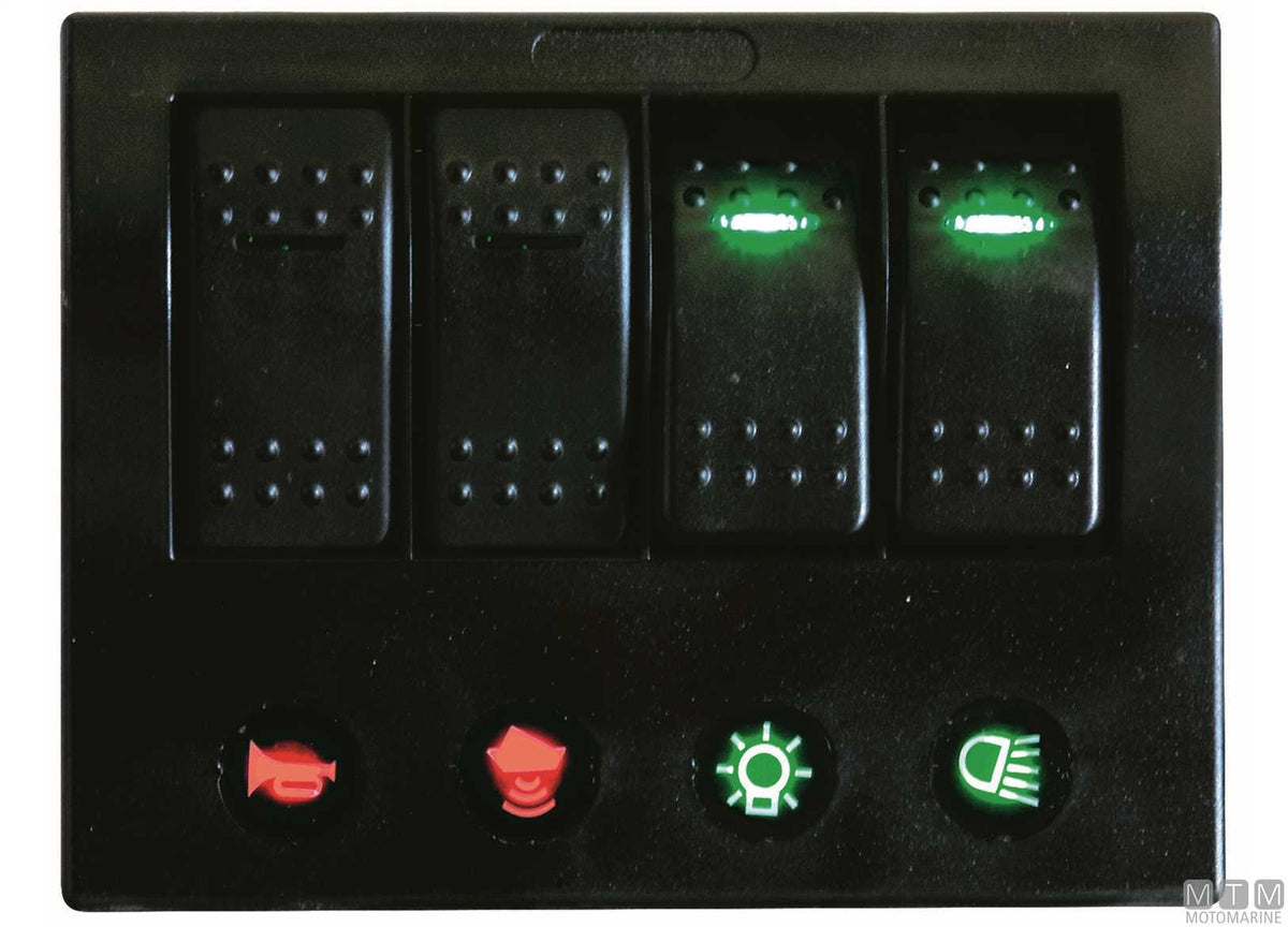 Panel with 6-position rocker switches 182x100 mm - original photo Motomarine Srl